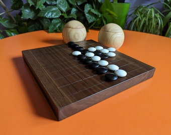 9x9 Goban. Thin Walnut wood. Hand carved legless game Go board