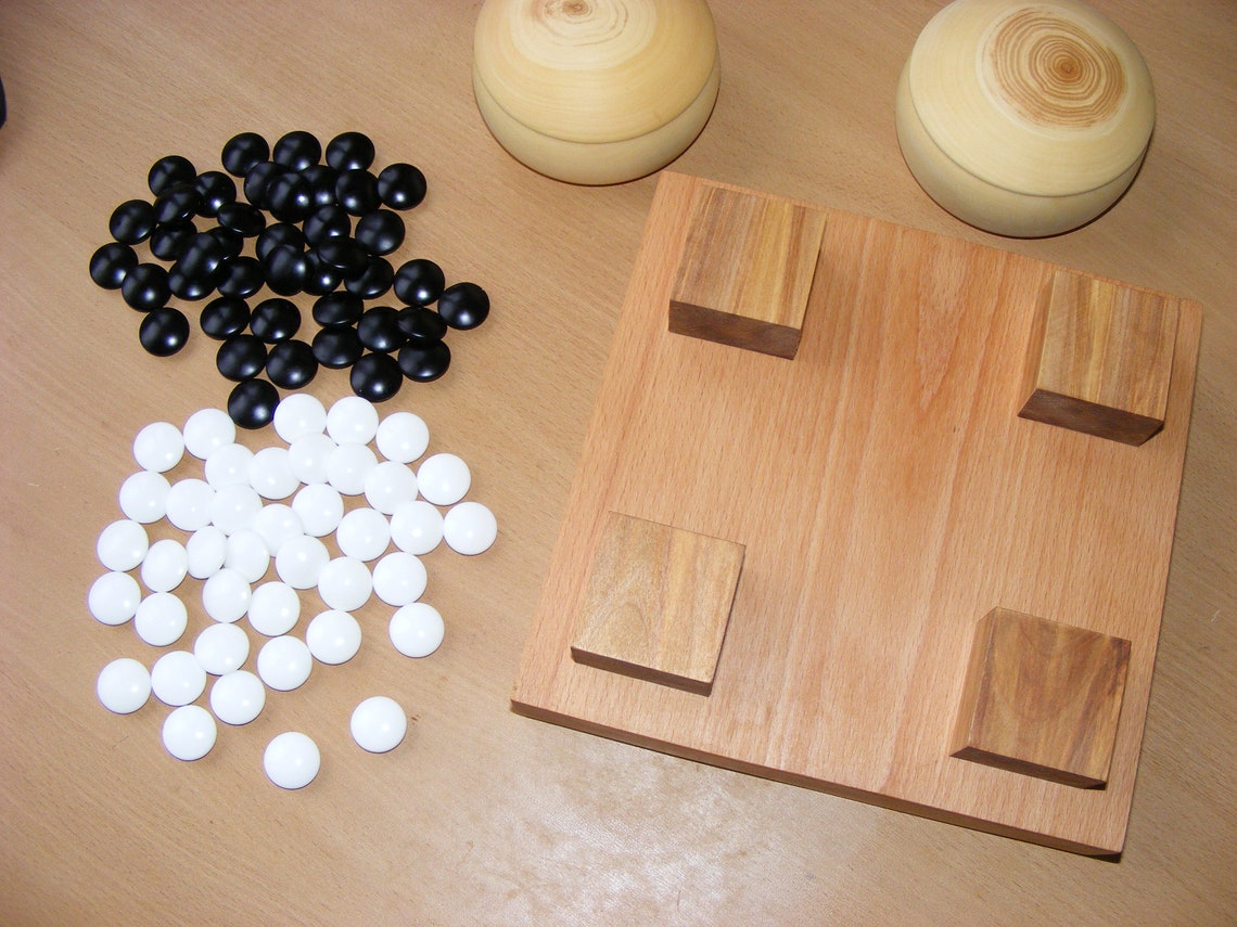 9x9 Solid hardwood game Go board hand carved with bowls and | Etsy