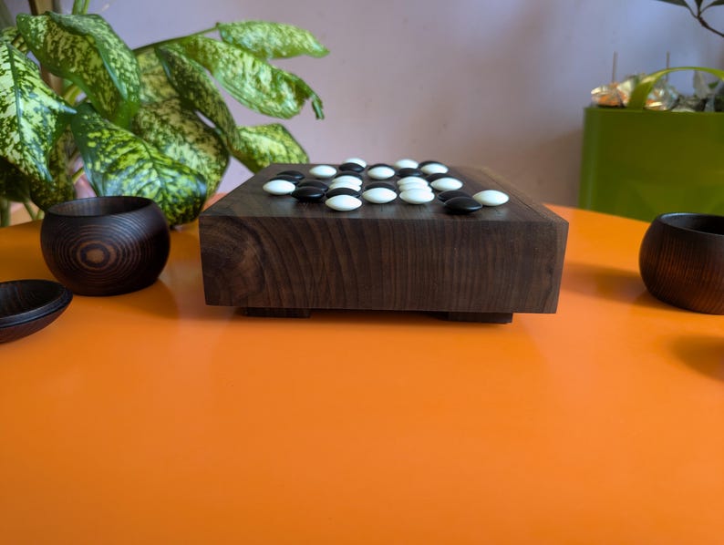 Dai Hasami Shogi massivt valnötsträbräde handskuret 9x9 spel Go-bräde bild 11