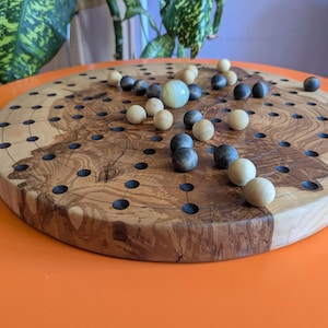 Handmade Fidchell game set. 18.9&quot; round solid ash board. The Celtic chess