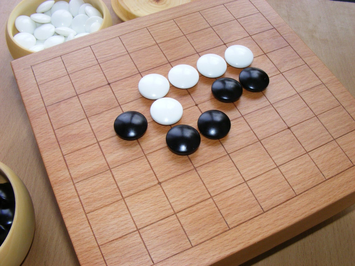 9x9 Solid hardwood game Go board hand carved with bowls and | Etsy