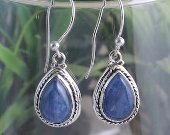 Birnen Kyanit Ohrringe: Minimalistischer Sterling Silber Edelstein Schmuck