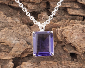 Iolith Anhänger: Rechteckiger Edelstein, 925 Sterling Silber