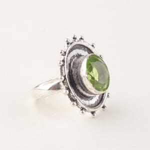 Peridot Ring, Natural Green Gemstone Jewelry Simple engagement Ring 925 Silver Peridot Ring, Peridot Jewelry Green Minimalist Ring August