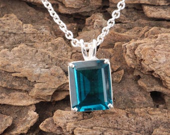 Handcrafted Apatite Gemstone Pendant: Sterling Silver Necklace, Elegant Blue Stone