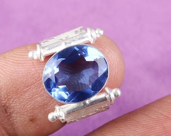Sterling Silver Tanzanite Ring: Oval Gemstone Cocktail Ring
