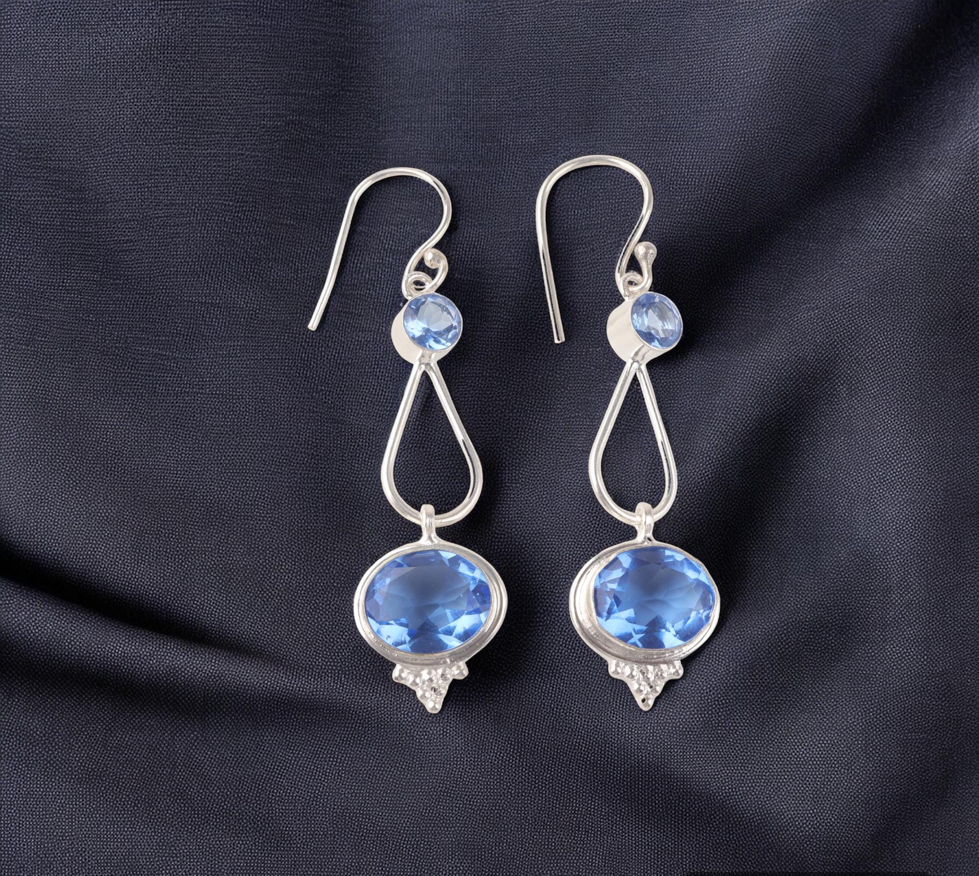 Set Di Gioielli Con Topazio Blu Svizzero: Anello E Orecchini In - Foto 8