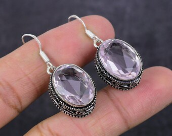 Pink Crystal Earrings: Handmade 925 Sterling Silver Gemstone Jewelry