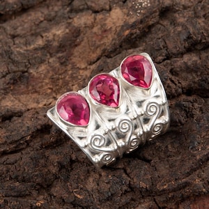 Anello con tormalina rosa: gioielli fatti a mano in argento sterling 925