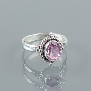 Oval Pink Morganite Ring: Sterling Silver Women&#39;s Jewelry