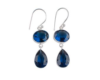 Pendientes de plata de ley con topacio azul Londres: joyería de filigrana hecha a mano