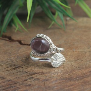 Sterling Silver Oval Purple Amethyst Gemstone Adjustable Ring Ladies Gift Jewelry Boxed Jewelry handmade 925 Sterling Silver Birthday Gift