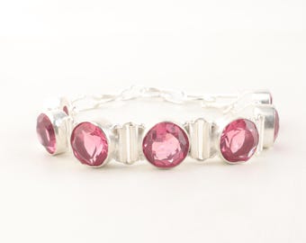 Pink Tourmaline Bracelet: 925 Sterling Silver Gemstone Jewelry