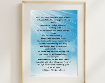 High Flight Poem - by Magee - INSTANT DOWNLOAD, Printable Item