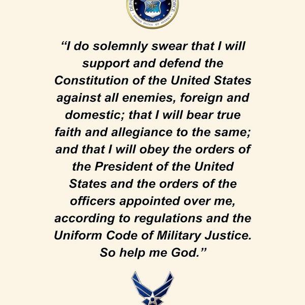 USAF Enlistment Oath - INSTANT DOWNLOAD - Print Yourself