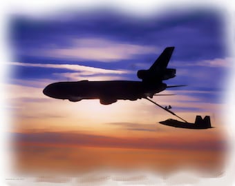 KC-10 Refueling F-35 @ Sunset Pastel Artwork - INSTANT DOWNLOAD - Print Yourself!