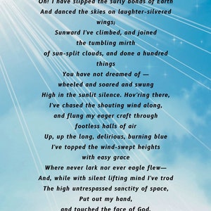 High Flight Poem - by Magee - INSTANT DOWNLOAD, Printable Item - Etsy