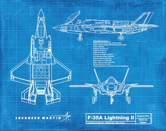 F-35A Lightning ll Blueprint PRINTABLE INSTANT DOWNLOAD "The Panther"