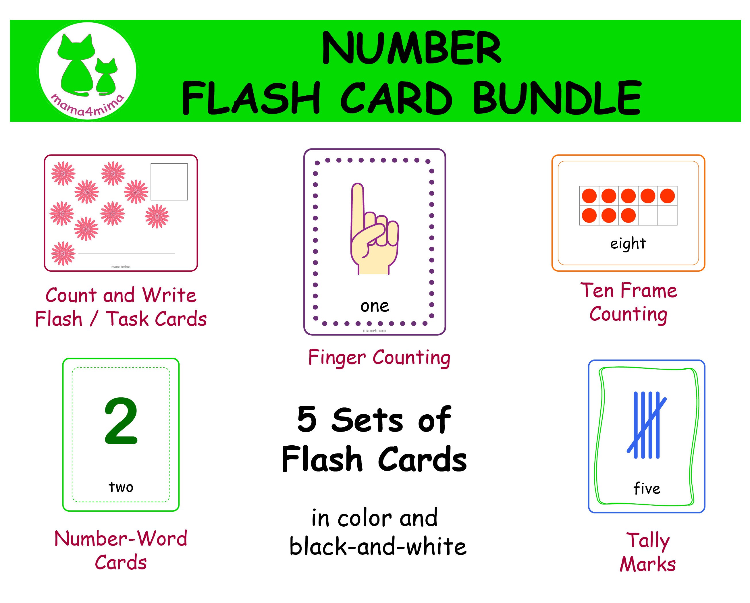 number flash cards printable bundle numbers 0 10 finger etsy