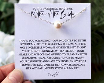 Bride Mom Gift from Groom, New Mother in Law To Be, Sentimental Keepsake, Bridal Floating Pearl Necklace