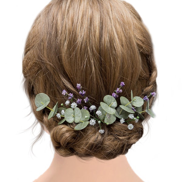Greenery bridal hair piece Wedding eucalyptus pins