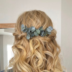 Bridal hair comb eucalyptus greenery leaf piece