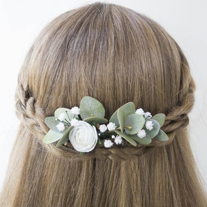 Bridal eucalyptus hair piece Wedding floral clip flower bride