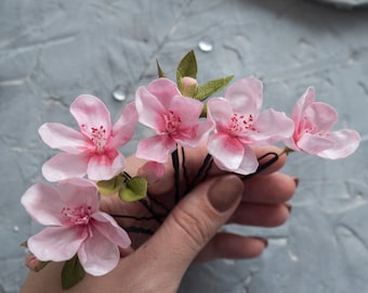 Flower hair pins Wedding blush pink piece Bobby pins