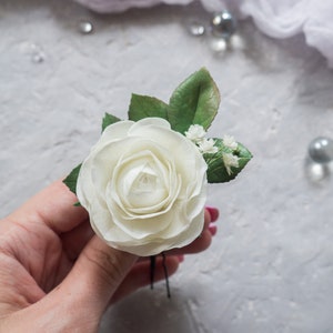 White rose flower wedding hair piece , floral headpiece bride
