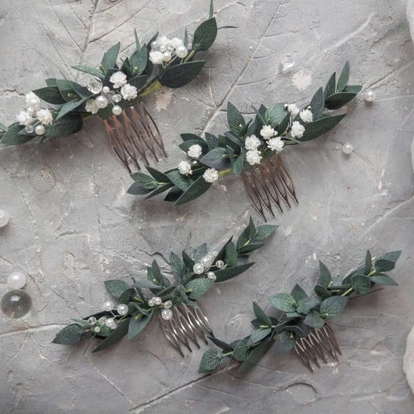Wedding eucalyptus hair comb Greenery piece bridal headpiece