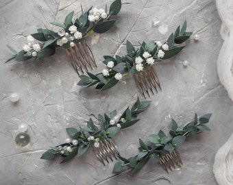 Wedding eucalyptus hair comb Greenery piece bridal headpiece