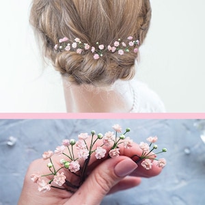 Wedding hair piece Babys breath gypsophila pins