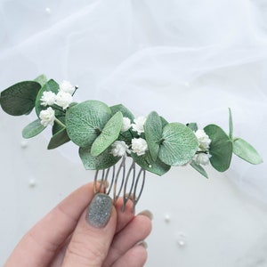 Greenery wedding eucalyptus hair piece bridal comb headpiece floral