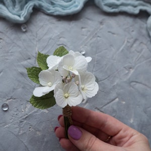 Wedding boutonniere rustic Fabric flower brooch men