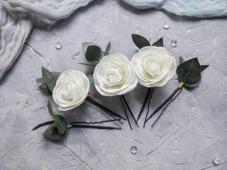 Wedding headpiece greenery eucalyptus rose hair piece