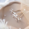 Bridal Pearl hair pins, Wedding babys breath hair piece, Flower headpiece bride product logo