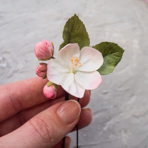 Apple blossom flower hair clip Bridal piece pins