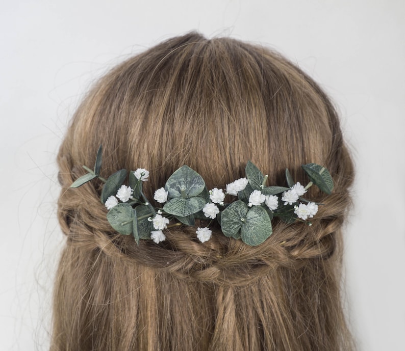 Wedding eucalyptus hair piece comb Bridal headpiece zdjęcie 2
