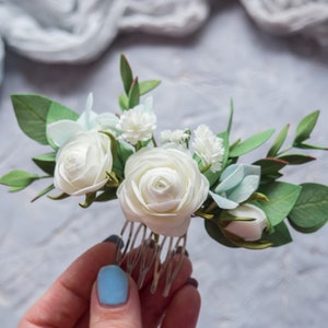 Pente de cabelo de noiva verde Pente de flor de casamento