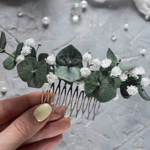 Adorno para el cabello de eucalipto para bodas - peineta