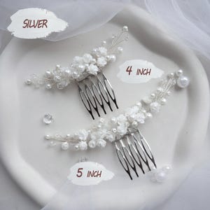 Wedding flower hair pins pearl piece babys breath - bridal headpiece image 13