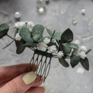 Wedding eucalyptus hair piece comb Bridal headpiece zdjęcie 4