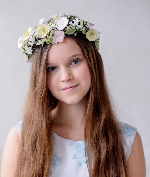 Woodland Fairy Greenery Flower Girl Crown Bridal Adult Etsy