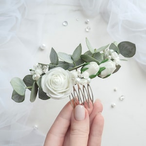 Acessório de cabelo de eucalipto para noiva, acessório de cabeça para casamento, pente de flores, acessório floral verde
