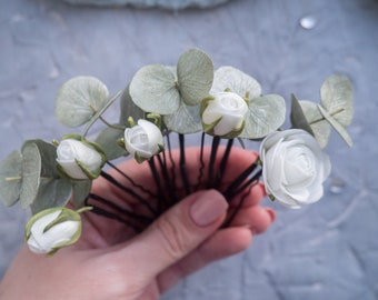 Greenery floral headpiece Wedding flower hair pins