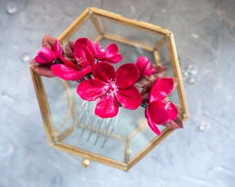 Peineta de novia, pinza de flores de cerezo, accesorio de boda