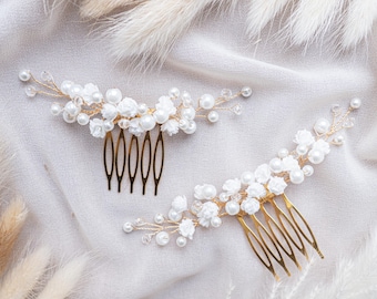 Perle Blumen Hochzeit Haarkamm, Braut Kopfschmuck