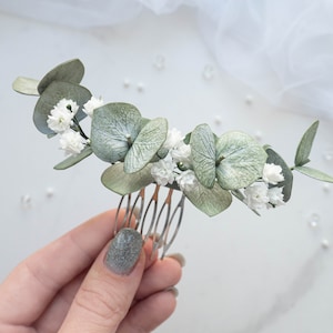 Bruiloft eucalyptus haarstukje bruids bloemenkam hoofddeksel bloem