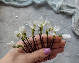 Horquillas para el pelo con flores para boda, pinza para el pelo para novia de primavera