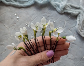 Wedding flower hair pins Spring bridal piece clip